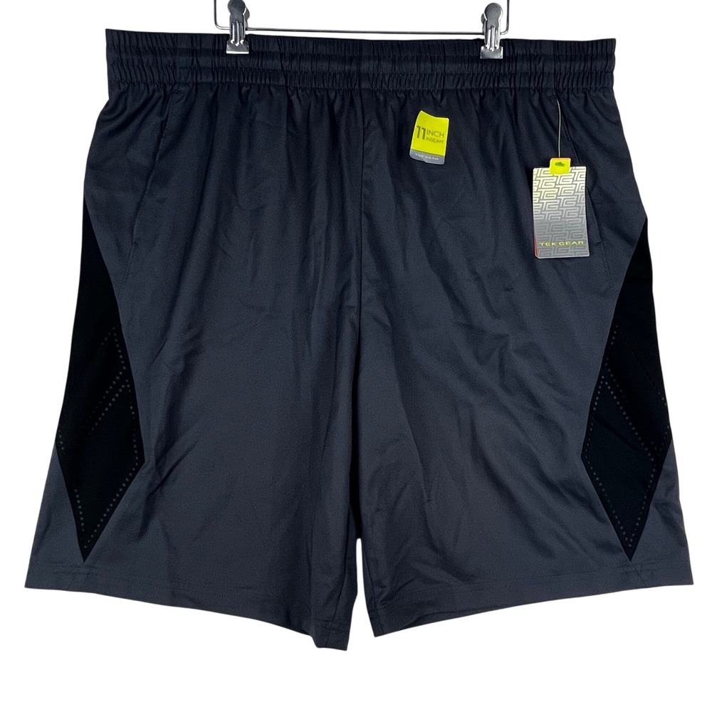 Tek Gear Basketball Shorts Mens XXL Charcoal Gray Black 11 Inch Inseam NWT